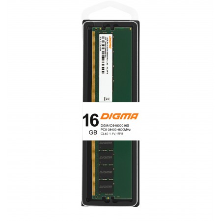 Память DDR5 16Gb 4800MHz Digma DGMAD54800016S RTL PC5-38400 CL40 DIMM 288-pin 1.1В single rank Ret