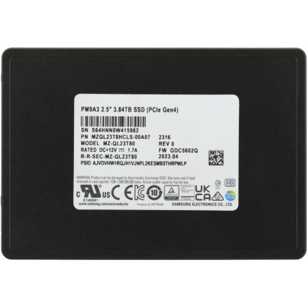 Накопитель SSD Samsung PCIe 4.0 x4 3.84TB MZQL23T8HCLS-00A07 PM9A3 2.5" 1 DWPD OEM