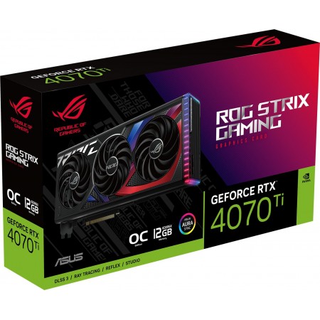 Видеокарта Asus PCI-E 4.0 ROG-STRIX-RTX4070TI-O12G-GAMING NVIDIA GeForce RTX 4070TI 12Gb 192bit GDDR6X 2760/21000 HDMIx2 DPx3 HDCP Ret