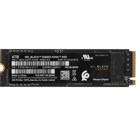 Накопитель SSD WD PCIe 4.0 x4 4000GB WDS400T2X0E Black SN850X M.2 2280