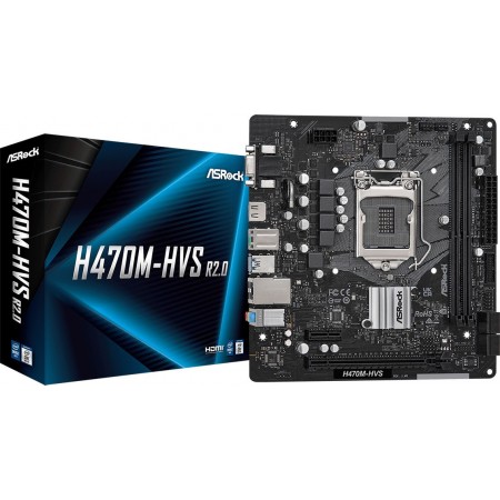 Материнская плата Asrock H470M-HVS R2.0 Soc-1200 Intel H470 2xDDR4 mATX AC`97 8ch(7.1) GbLAN+VGA+HDMI