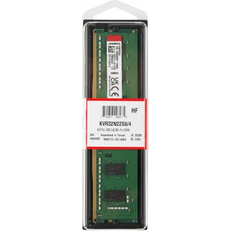 Память DDR4 4Gb 3200MHz Kingston KVR32N22S6/4 VALUERAM RTL PC4-25600 CL22 DIMM 288-pin 1.2В single rank Ret