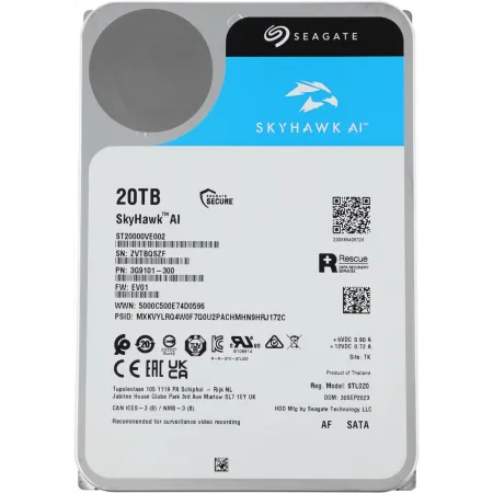 Жесткий диск Seagate SATA-III 20TB ST20000VE002 Surveillance SkyHawkAI 512E (7200rpm) 256Mb 3.5"