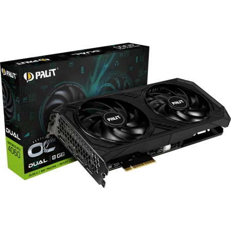 Видеокарта Palit PCI-E 4.0 RTX4060 DUAL OC NVIDIA GeForce RTX 4060 8Gb 128bit GDDR6 1830/17000 HDMIx1 DPx3 HDCP Ret