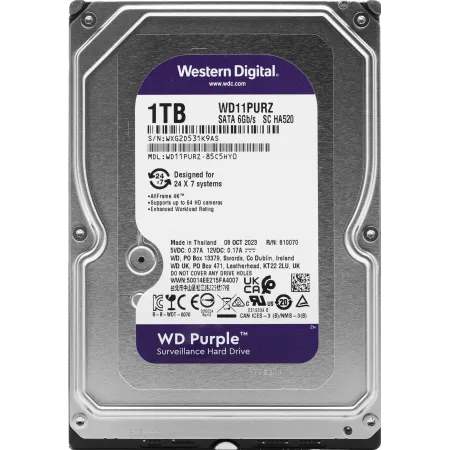 Жесткий диск WD SATA-III 1TB WD11PURZ Surveillance Purple (5400rpm) 64Mb 3.5"