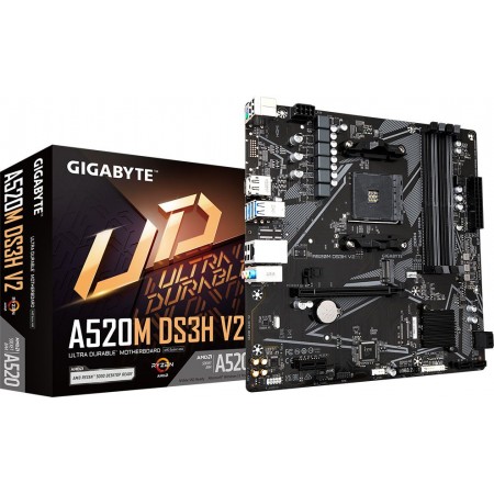 Материнская плата Gigabyte A520M DS3H V2 Soc-AM4 AMD A520 4xDDR4 mATX AC`97 8ch(7.1) GbLAN RAID+HDMI+DP