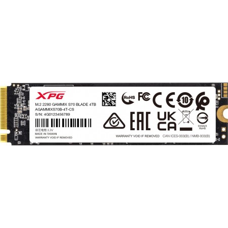 Накопитель SSD A-Data PCIe 4.0 x4 4TB AGAMMIXS70B-4T-CS XPG Gammix S70 Blade M.2 2280