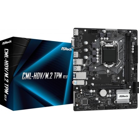 Материнская плата Asrock CML-HDV/M.2 TPM R2.0 Soc-1200 Intel H370 2xDDR4 mATX AC`97 8ch(7.1) GbLAN+VGA+HDMI+DP