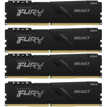 Память DDR4 4x32GB 3200MHz Kingston KF432C16BBK4/128 Fury Beast Black RTL Gaming PC4-25600 CL16 DIMM 288-pin 1.35В dual rank с радиатором Ret