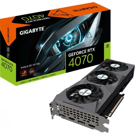 Видеокарта Gigabyte PCI-E 4.0 GV-N4070EAGLE OCV2-12GD NVIDIA GeForce RTX 4070 12Gb 192bit GDDR6X 2505/21000 HDMIx2 DPx2 HDCP Ret