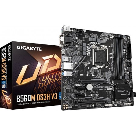 Материнская плата Gigabyte B560M DS3H V3 Soc-1200 Intel H470 4xDDR4 mATX AC`97 8ch(7.1) GbLAN+VGA+DVI+HDMI