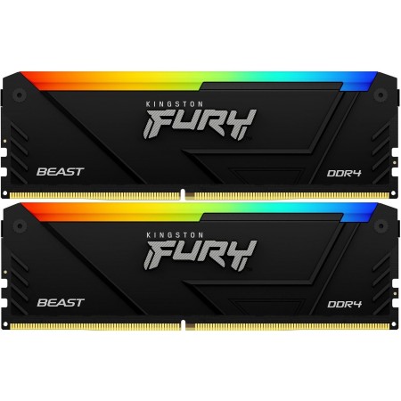 Память DDR4 2x32GB 3600MHz Kingston KF436C18BB2AK2/64 Fury Beast Black RGB RTL Gaming PC4-28800 CL18 DIMM 288-pin 1.35В dual rank с радиатором Ret