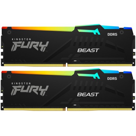 Память DDR5 2x32GB 5200MHz Kingston KF552C40BBAK2-64 Fury Beast RGB RTL Gaming PC5-41600 CL40 DIMM 288-pin 1.25В kit single rank с радиатором Ret