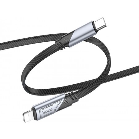 Кабель Hoco U119 Machine PD iP USB Type-C (m)-Lightning (m) 1.2м черный коробка плоский