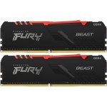 Память DDR4 2x16GB 2666MHz Kingston KF426C16BB2AK2/32 Fury Beast RGB RTL Gaming PC4-21300 CL16 DIMM 288-pin 1.2В kit dual rank с радиатором Ret