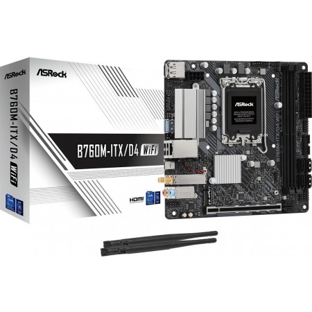 Материнская плата Asrock B760M-ITX/D4 WIFI Soc-1700 Intel B760 2xDDR4 mini-ITX AC`97 8ch(7.1) GbLAN+VGA+HDMI+DP