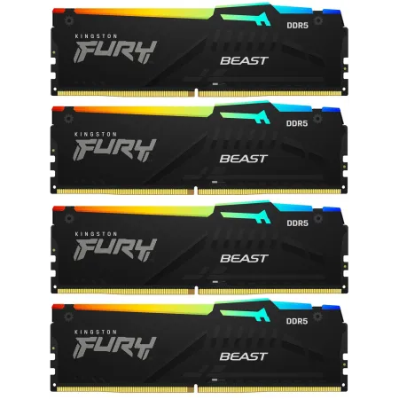 Память DDR5 4x32GB 5200MHz Kingston KF552C40BBAK4-128 Fury Beast RGB RTL Gaming PC5-41600 CL40 DIMM 288-pin 1.25В kit single rank с радиатором Ret