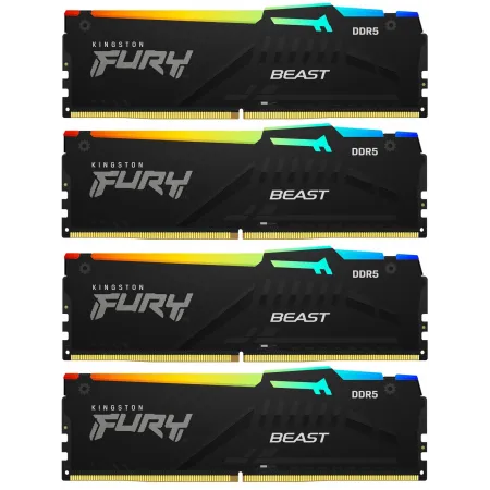Память DDR5 4x16GB 5200MHz Kingston KF552C40BBAK4-64 Fury Beast RGB RTL Gaming PC5-41600 CL40 DIMM 288-pin 1.25В kit single rank с радиатором Ret