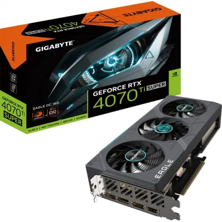 Видеокарта Gigabyte PCI-E 4.0 GV-N407TSEAGLE OC-16GD NVIDIA GeForce RTX 4070TI Super 16Gb 256bit GDDR6X 2640/21000 HDMIx1 DPx3 HDCP Ret