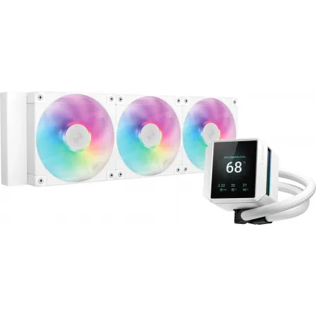 Система водяного охлаждения Deepcool Mystique 360 ARGB Soc-AM5/AM4/1200/1700/1851 белый 4-pin 38.71dB Al LCD 1847gr Ret (R-LX360-WHDSNMCP-G-1)
