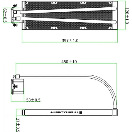 Система водяного охлаждения Thermalright Frozen Edge 360 Soc-AM5/AM4/1200/1700/1851 черный 4-pin 28.1dB Al Ret (F-EDGE-360-BL)