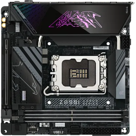 Материнская плата Gigabyte Z890I AORUS ULTRA Soc-1851 Intel Z890 2xDDR5 mini-ITX AC`97 8ch(7.1) 2.5Gg RAID+HDMI+DP