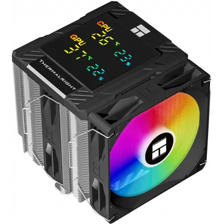 Устройство охлаждения(кулер) Thermalright Peerless Assassin 120 Digital ARGB Soc-AM5/AM4/1200/1700/1851 черный 4-pin 25.6dB Al+Cu LCD Ret (PA120-DIGITAL-BL-ARGB)