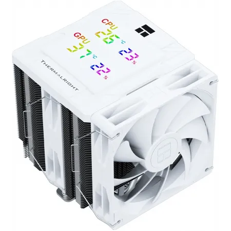 Устройство охлаждения(кулер) Thermalright Peerless Assassin 120 Digital Soc-AM5/AM4/1200/1700/1851 белый 4-pin 25.6dB Al+Cu LCD Ret (PA120-DIGITAL-WH)