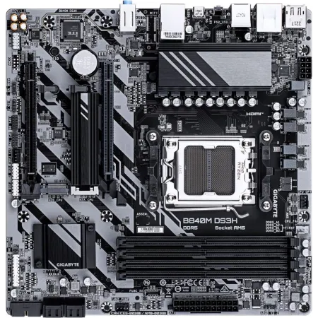 Материнская плата Gigabyte B840M DS3H SocketAM5 AMD B840 4xDDR5 mATX AC`97 8ch(7.1) 2.5Gg RAID+HDMI+DP