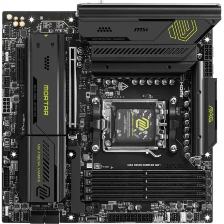 Материнская плата MSI MAG B850M MORTAR WIFI SocketAM5 AMD B850 4xDDR5 mATX AC`97 8ch(7.1) 5Gigabit RAID+HDMI
