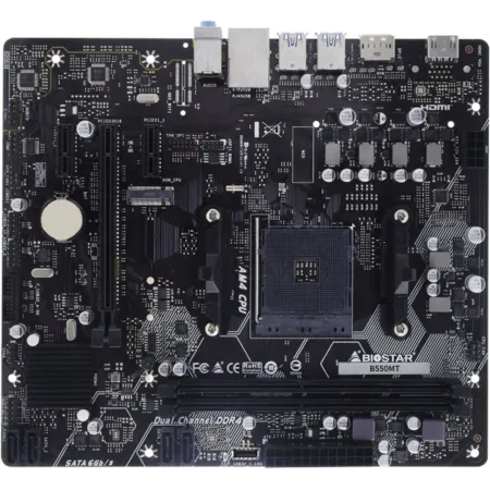 Материнская плата Biostar B550MT Soc-AM4 AMD B550 2xDDR4 mATX AC`97 8ch(7.1) GbLAN RAID+HDMI+DP