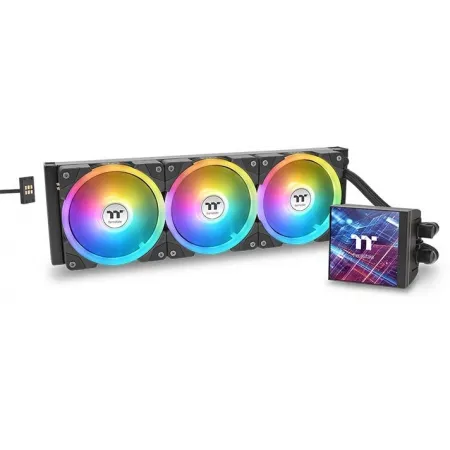Система водяного охлаждения Thermaltake MAGFloe 420 Ultra ARGB Soc-AM5/AM4/1200/1700/1851 черный 4-pin 34.5dB Al+Cu LCD Ret (CL-W451-PL14SW-A)