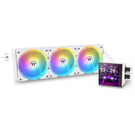 Система водяного охлаждения Thermaltake MAGFloe 420 Ultra Snow ARGB Soc-AM5/AM4/1200/1700/1851 белый 4-pin 34.5dB Al+Cu LCD Ret (CL-W452-PL14SW-A)