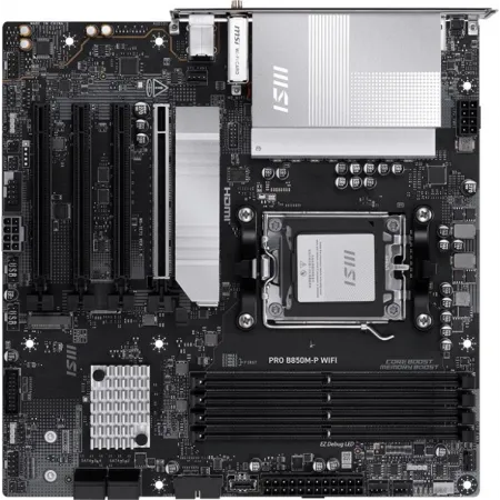 Материнская плата MSI PRO B850M-P WIFI SocketAM5 AMD B850 4xDDR5 mATX AC`97 8ch(7.1) 5Gigabit RAID+HDMI+DP
