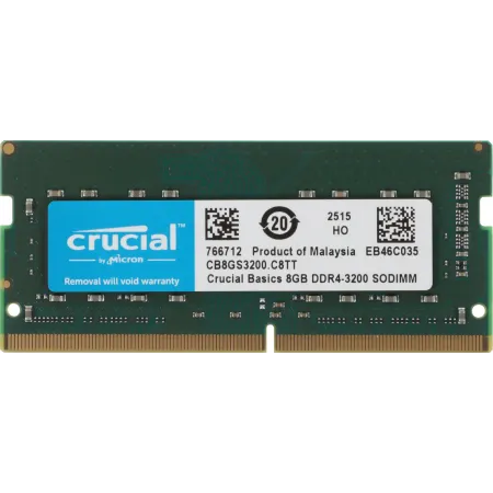 Память DDR4 8GB 3200MHz Crucial CB8GS3200 Basics RTL PC4-25600 CL22 SO-DIMM 260-pin 1.2В single rank Ret