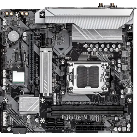 Материнская плата Gigabyte B650M GAMING WIFI6E SocketAM5 AMD B650 2xDDR5 mATX AC`97 8ch(7.1) 2.5Gg RAID+VGA+HDMI