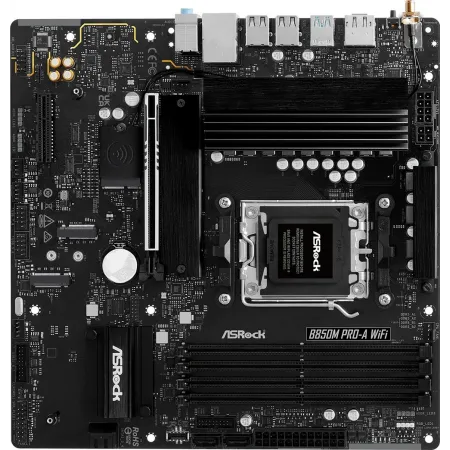 Материнская плата Asrock B850M PRO-A WIFI Socket AM5 AMD B850 4xDDR5 mATX AC`97 8ch(7.1) 2.5Gg RAID+HDMI+DP