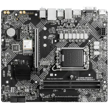 Материнская плата MSI PRO H610M-G WIFI Soc-1700 Intel H610 2xDDR5 mATX AC`97 8ch(7.1) GbLAN+VGA+HDMI+DP Материнская плата MSI PRO H610M-G WIFI Soc-1700 Intel H610 2xDDR5 mATX AC`97 8ch(7.1) GbLAN+VGA+HDMI+DP