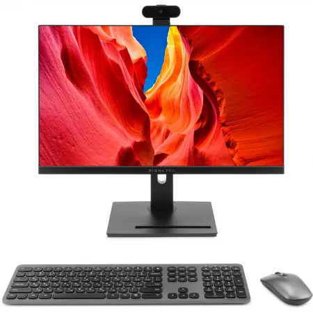 Моноблок Digma Pro Vision 23.8" Full HD Ryzen 5 7535U (1.8) 16Gb SSD512Gb RGr CR Windows 11 Pro Eth WiFi BT 90W клавиатура мышь Cam черный 1920x1080