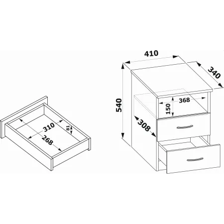 Тумба Сокол КТ-09.1 приставная прикроватная 410x340x540мм (00-00011699) белый