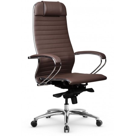 Кресло Метта Samurai K-1.04 MPES темно-коричневый сиденье темно-коричневый эко.кожа с подголов. крестов. металл хром Кресло Метта Samurai K-1.04 MPES темно-коричневый сиденье темно-коричневый эко.кожа с подголов. крестов. металл хром