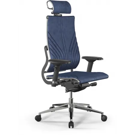 Кресло Метта Y 2DM B2-12D - GoyaLE синий с подголов. крестов. алюминий хром Кресло Метта Y 2DM B2-12D - GoyaLE синий с подголов. крестов. алюминий хром