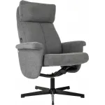 Кресло для дома Бюрократ _Baron с пуфом серый металл черный крестов. (_BARON/GREY)