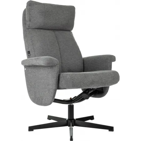 Кресло для дома Бюрократ _Baron с пуфом серый металл черный крестов. (_BARON/GREY)