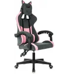 Кресло игровое Knight Kitty Fabric серый/розовый крестов. пластик