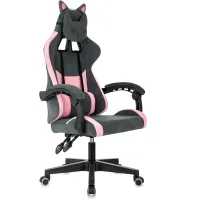 Кресло игровое Knight Kitty Fabric серый/розовый крестов. пластик