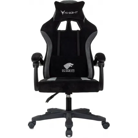 Кресло игровое Knight Wolf черный/серый крестов. пластик