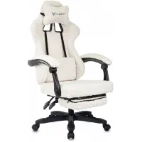 Кресло игровое Knight Lord/F молочный Camby 01 крестов. пластик подст.для ног