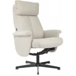 Кресло для дома Бюрократ _Baron с пуфом бежевый металл черный крестов. (_BARON/BEIGE)