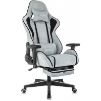 Кресло игровое Zombie Drift/F серо-голубой/черный крестов. пластик подст.для ног